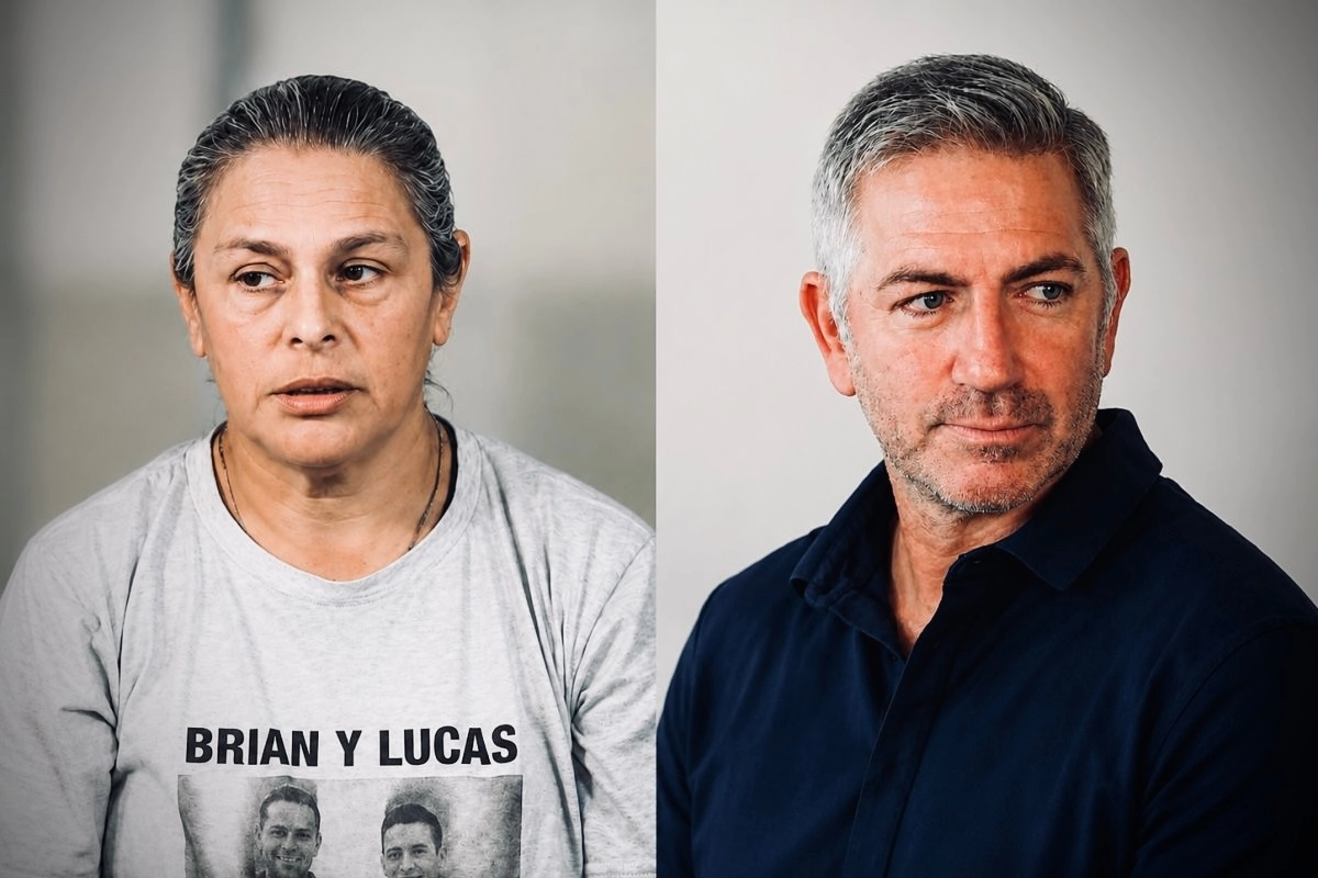 Lorena Dubini, madre de Brian y Lucas Izaguirre; y el condenado Juan Ruiz Orrico.